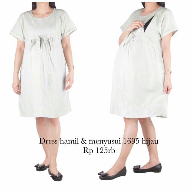 Bajuhamil 1695 baju hamil dress hamil dan menyusui hijau