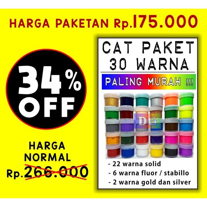 

30 Cat Paket - Cat Tekstil / Lukis Utk Kaos / Kanvas / Tas / Sepatu