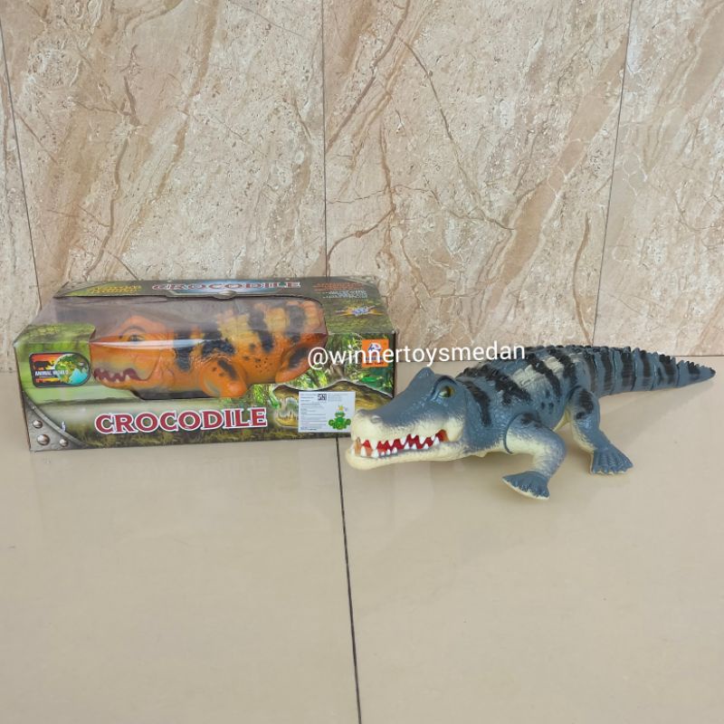 Mainan Animal World Crocodile 1048 buaya bisa jalan / Mainan Buaya Baterai / Mainan Buaya Music Lamp