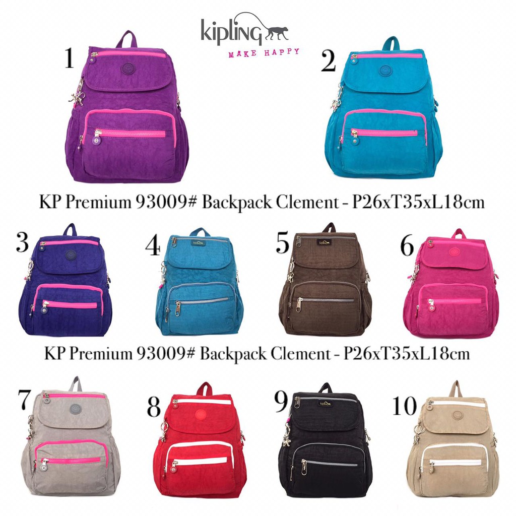 TAS RANSEL KIPLING KP PREMIUM 93009 CLEMENT BACKPACK MEDIUM KECIL ANAK SEKOLAH TK SD CEWEK WANITA SA