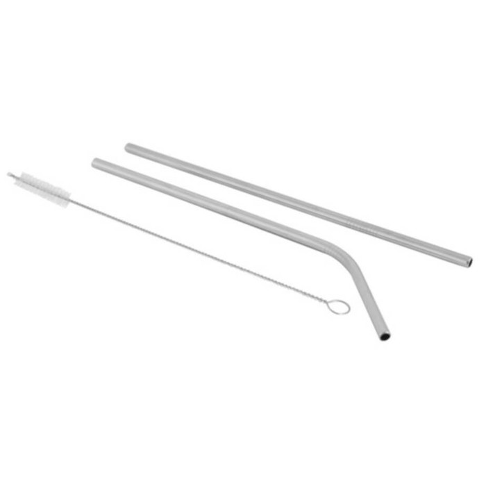 Stainless steel straw - sedotan stainless set silver - 26.5cm gosir murah