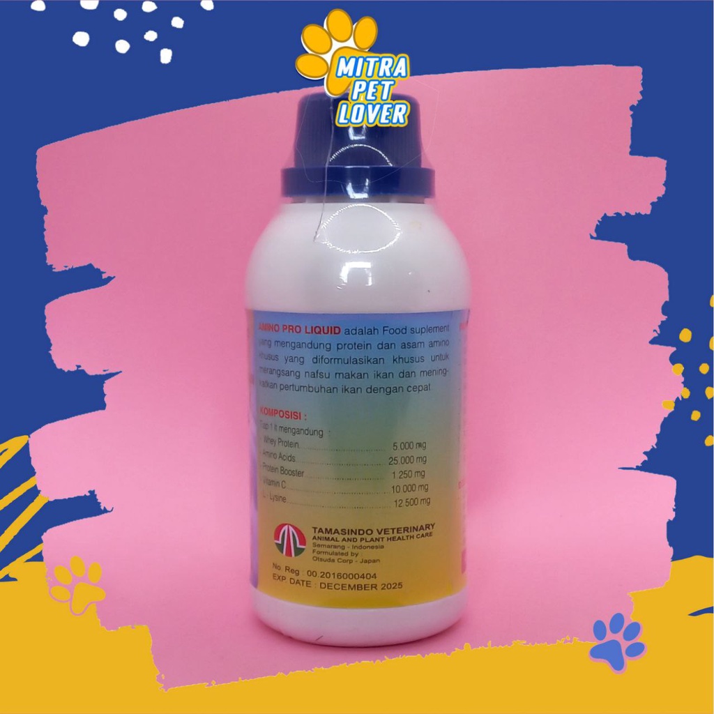 VITAMIN PERTUMBUHAN IKAN - AMINO PRO LIQUID 250 ML ORIGINAL - FISH SUPLEMEN PERANGSANG NAFSU MAKAN CEPAT TUMBUH BESAR SEHAT ANTI STRESS MENGANDUNG PROTEIN - MURAH - PET ANIMAL HEALTHCARE &amp; VETERINARY TAMASINDO OBAT HEWAN BINATANG PELIHARAAN MITRAPETLOVER