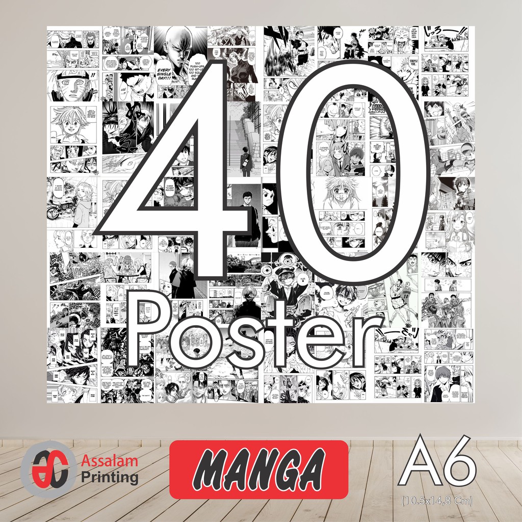 (40PCS) POSTER AESTHETIC ANIME COMIK CARTOON FOOTBALL RETRO BAND BRAND MOVIE ISI 80PCS WALL DECOR-Manga 40