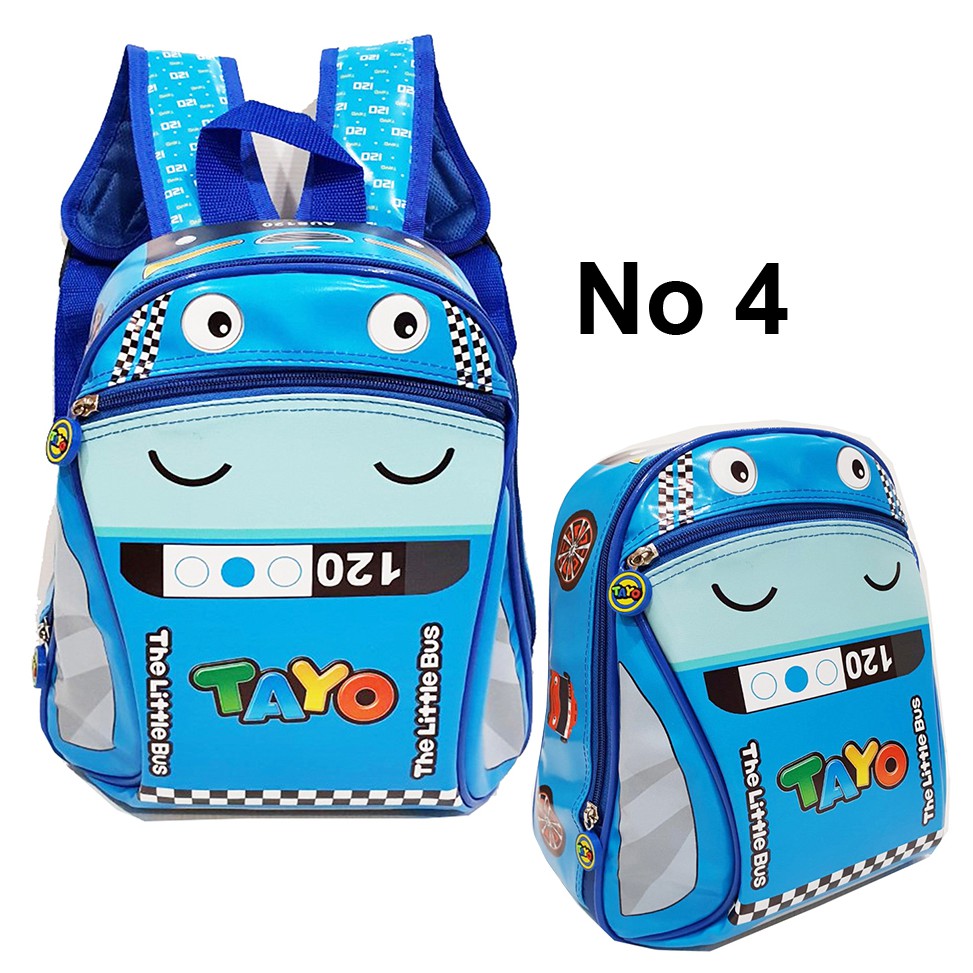 Tas Ransel Anak Sekolah Laki Laki PG / PAUD Motif Mobil BUS ASTRONOT Bahan Kain Sponge Anti Air DUA RESLETING