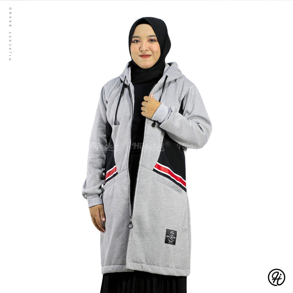 ⭐️GRATIS MASKER HIJAB⭐️ HIJACKET RIHANA SERIES - HIJACKET OFFICIAL HIJACKET STORE JAKET MUSLIMAH JAKET HIJABERS-GREY