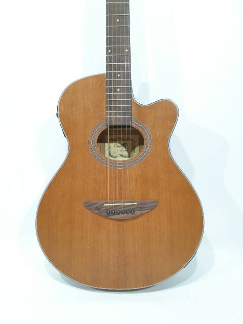 Gitar Akustik Elektrik Merk Cowboy Original Warna Coklat Tipe GWC-38 NS Equalizer Tuner Slim Trusrod