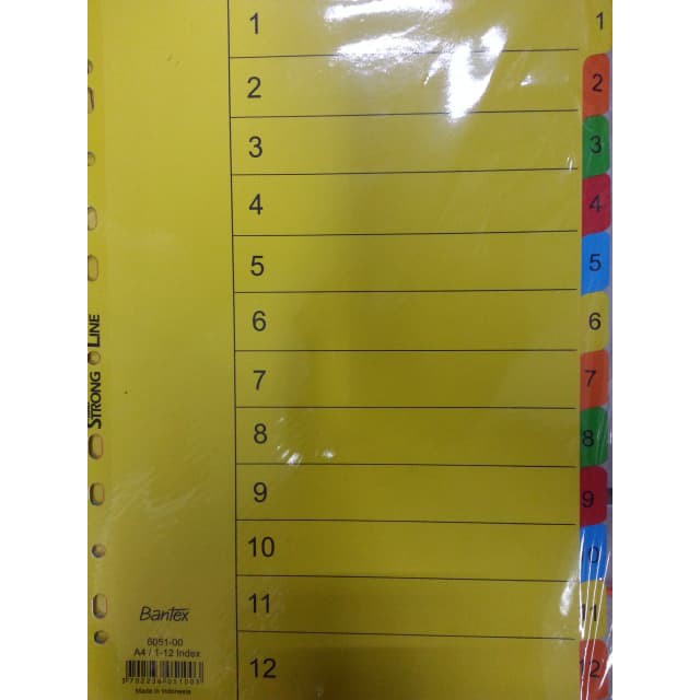 

Divider A4 1-12 nomor warna cardboard 6051 BANTEX