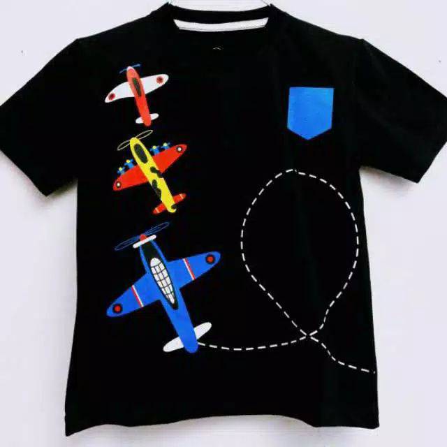 kaos anak tiga pesawat hitam
