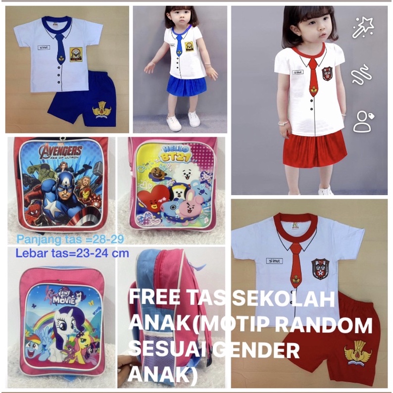 PAKET TAS SEKOLAH PLUS SETELAN SERAGAM SEKOLAH SD/SMP ANAK 6 BULAN-3 TAHUN