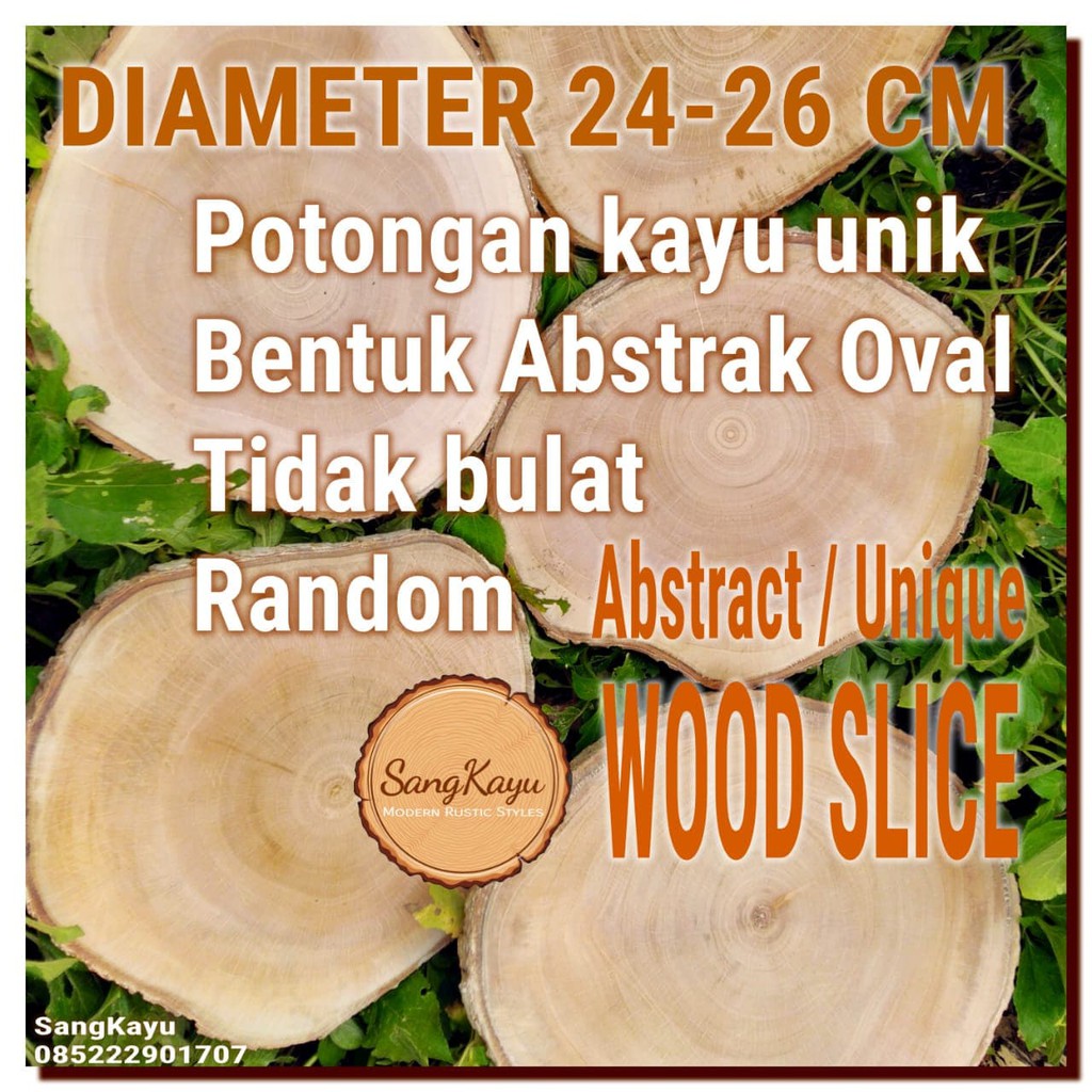 Abstract Wood Slice 24-26cm Potongan kayu unik abstrak talenan nampan