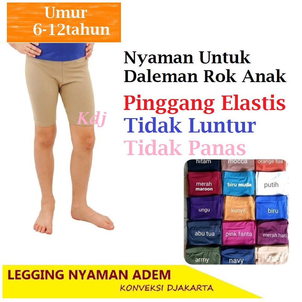 Legging dan strit Anak Perempuan Umur 5-12 Tahun Cln Panjang Spandek Jersey Size fit Leging Lejing Anak