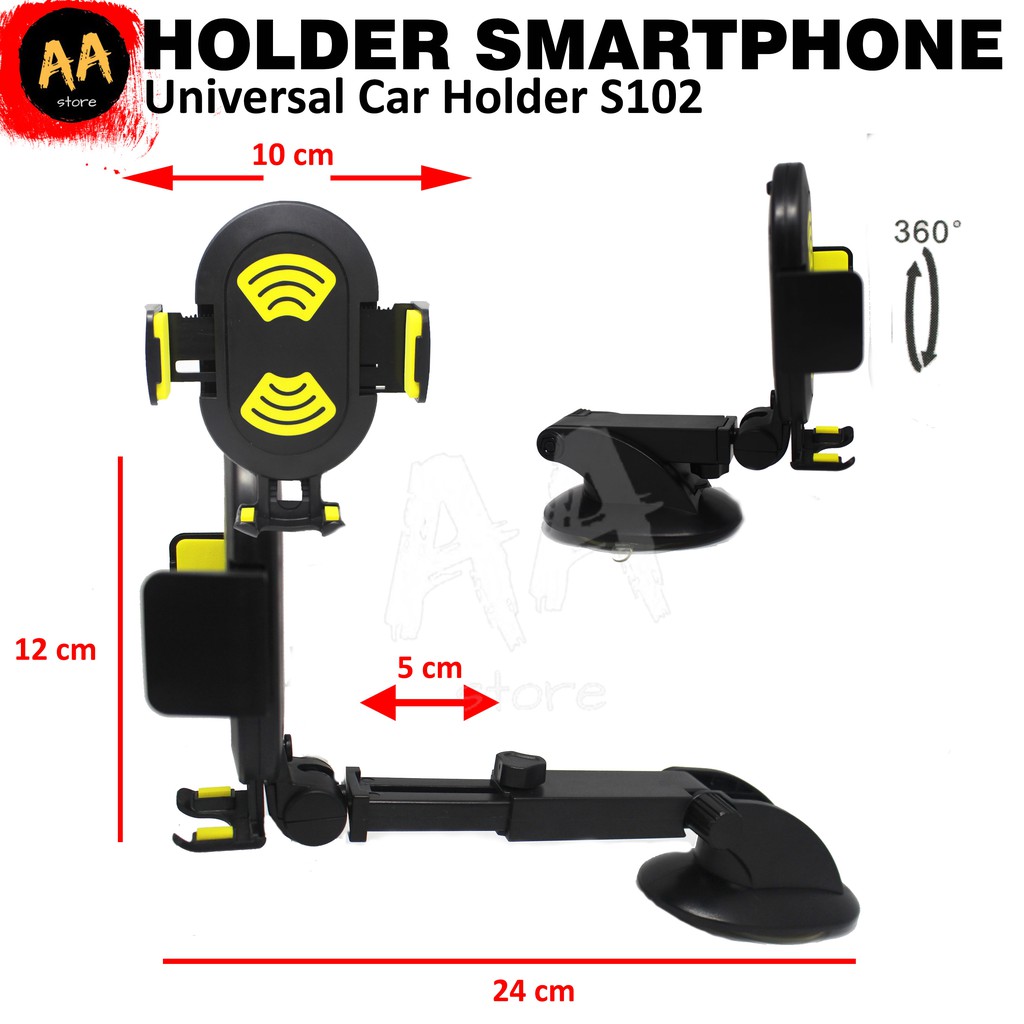 Stand Universal HP Smartphone Phone Holder Kaca Dashboard Mobil Car S102