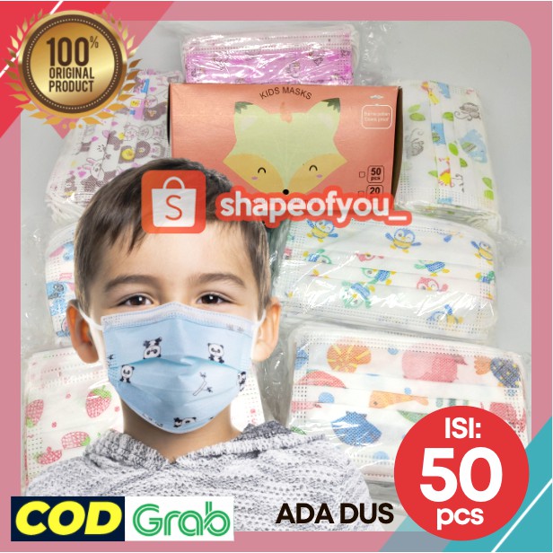 Masker Anak 3 Ply 50 pcs Karakter Balita Lucu Child Nyaman Murah Ada Dus Disposable Children Mask