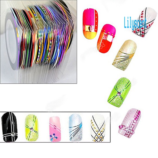 Lily 10 Warna / Rol Stiker Tape Garis 20m / Roll Untuk Dekorasi Nail Art UV Gel DIY