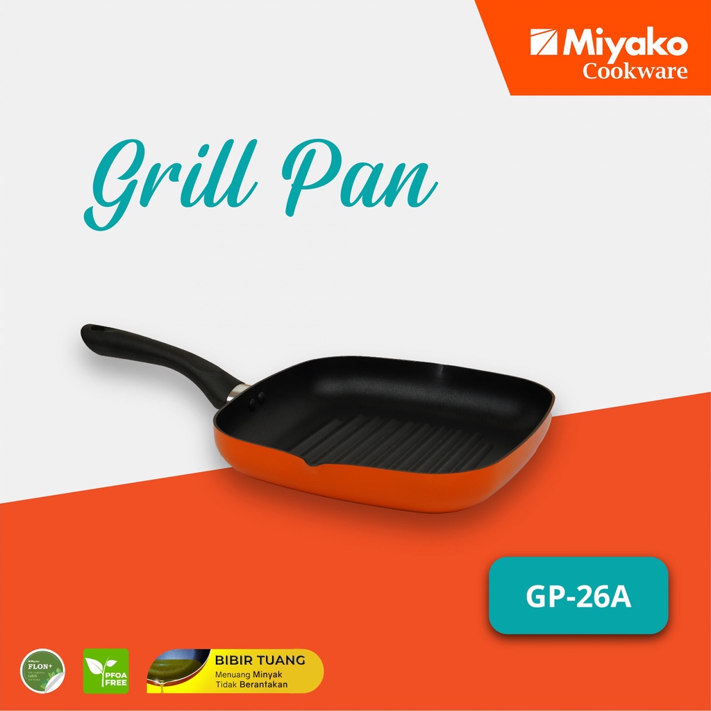 MIYAKO Panci Penggorengan Wajan Grill Pan 26 Cm GP 26A