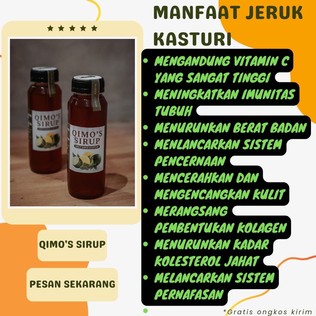 

Qimo’s Sirup 4 pcs - Sirup Jeruk Kasturi/ Sirup Kasturi/ Orange Syrup/ Sirup Orange/ Sirup Asli Pontianak/ Sirup Kastusi/ Sirup Buah Jeruk/ Sirup Sehat dan Alami