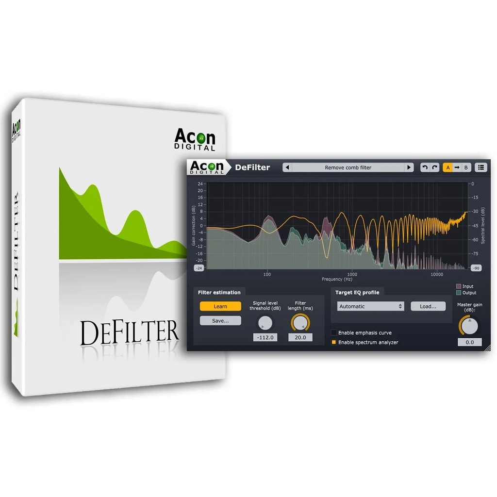 Plugin Acon DeFilter v1 - vst efficient tool to even out tonal imbalances in a recording or reduce r