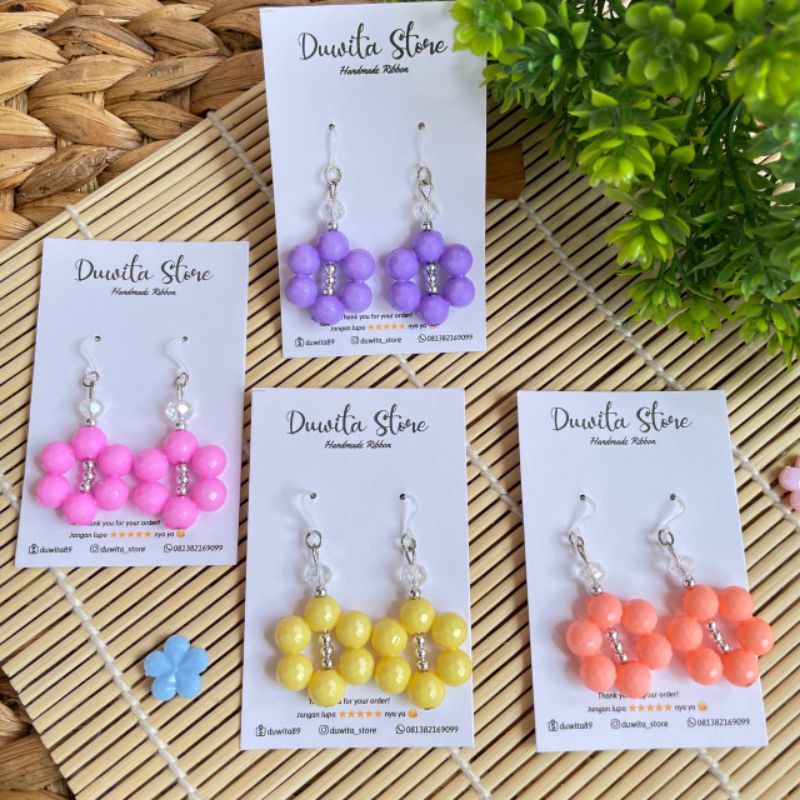 HANDMADE ANTING DEWASA KAITAN PLASTIK MOTIF DONAT(SILVER)