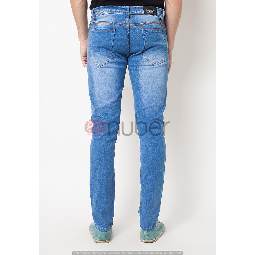 Promo!! Celana Jeans Panjang Pria Ripped Skinny Stretch Cowok Blue Sea - Navy, 35