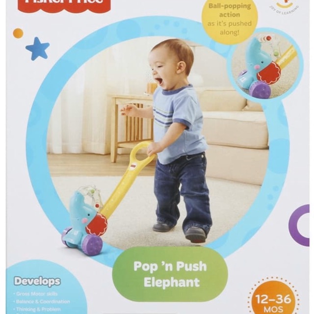 FISHER PRICE POP n’ PUSH ELEPHANT Baby Walker