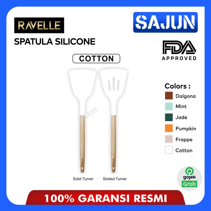 RAVELLE Silicone Spatula Sutil Slotted/Solid Turner Spoon Strainer - Slotted Turner, Dalgona