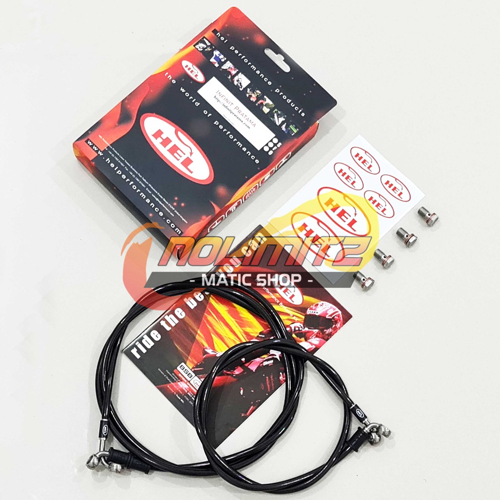 Selang Rem Racing HEL Infinit Carbon NON ABS Depan Belakang NMAX