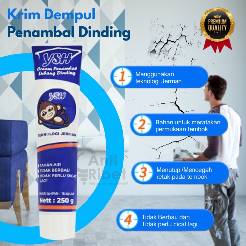 [ANTIRIBET] Krim Cairan Dempul Penutup Lubang Retakan Dinding Tembok Asbes Triplek Putih Anti Bocor 