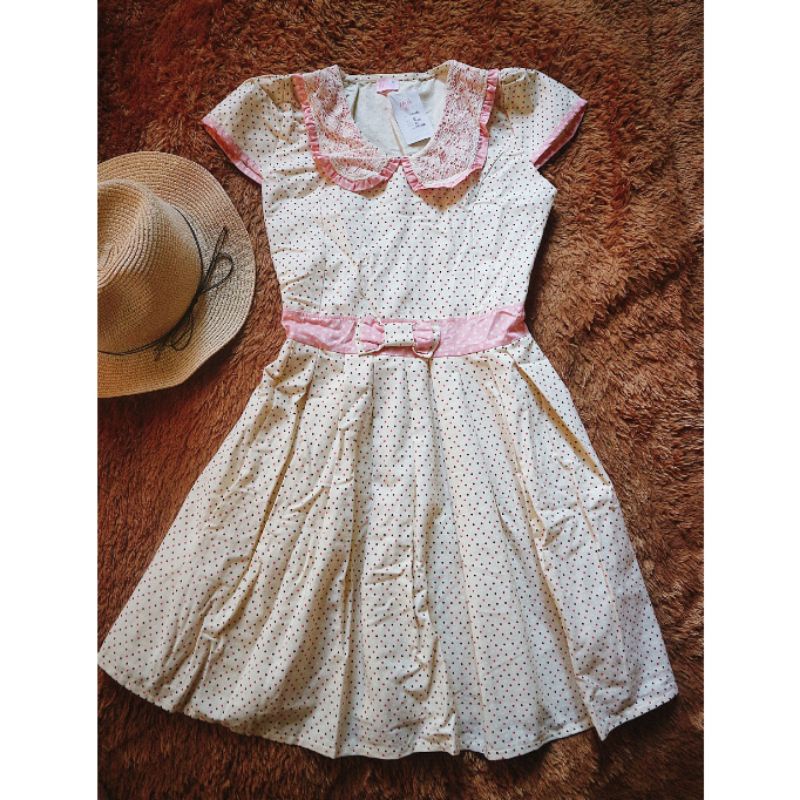 NEW Baju Dress Lolita Pink Daily Kawaii Cute Ribbon Japan / Korea Kawaii Vintage Casual Polkadot