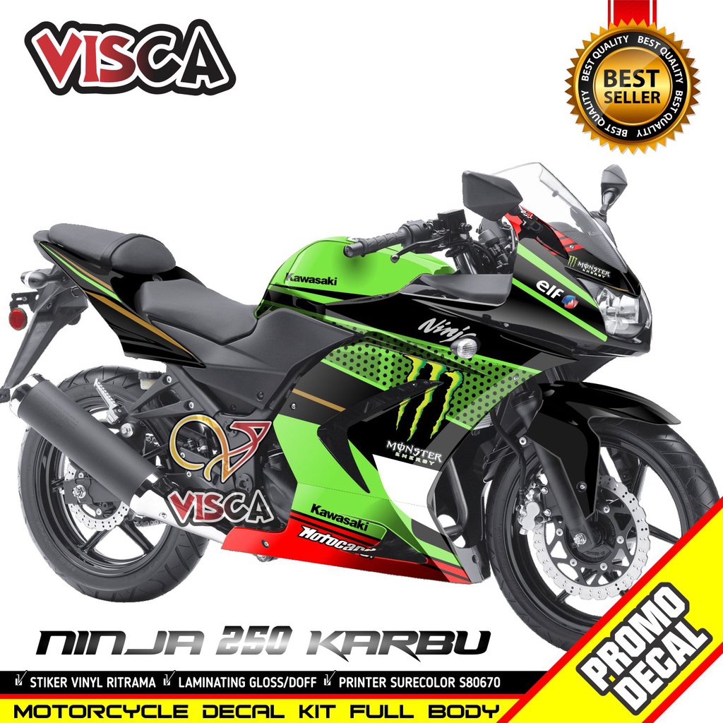 Stiker Ninja 250cc Karbu Decal Ninja 250 Karbu Dekal Ninja 250 Striping Ninja 250 karbu Stiker Ninja