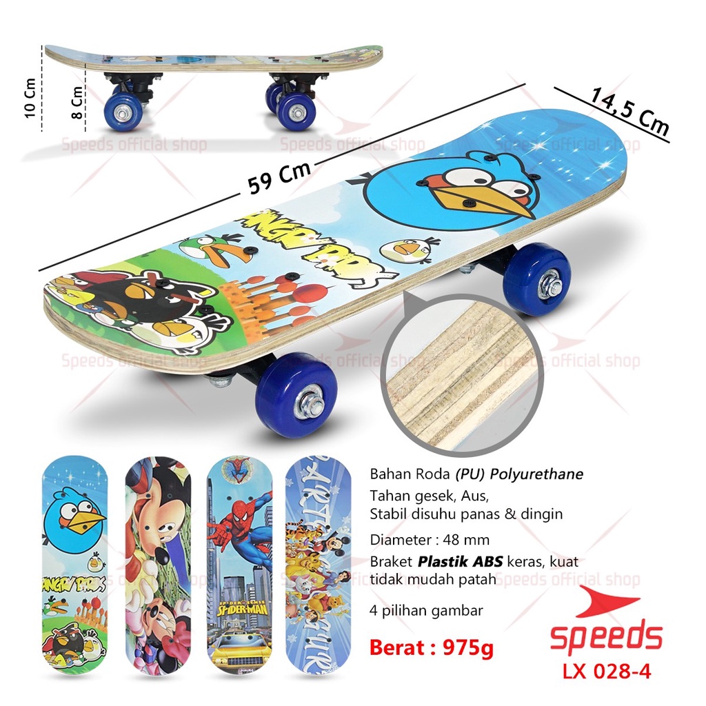 SPEEDS Papan Skateboard Anak Pennyboard Mainan Anak Roda PVC Papan Skate Fullset Freestyle 028-2406