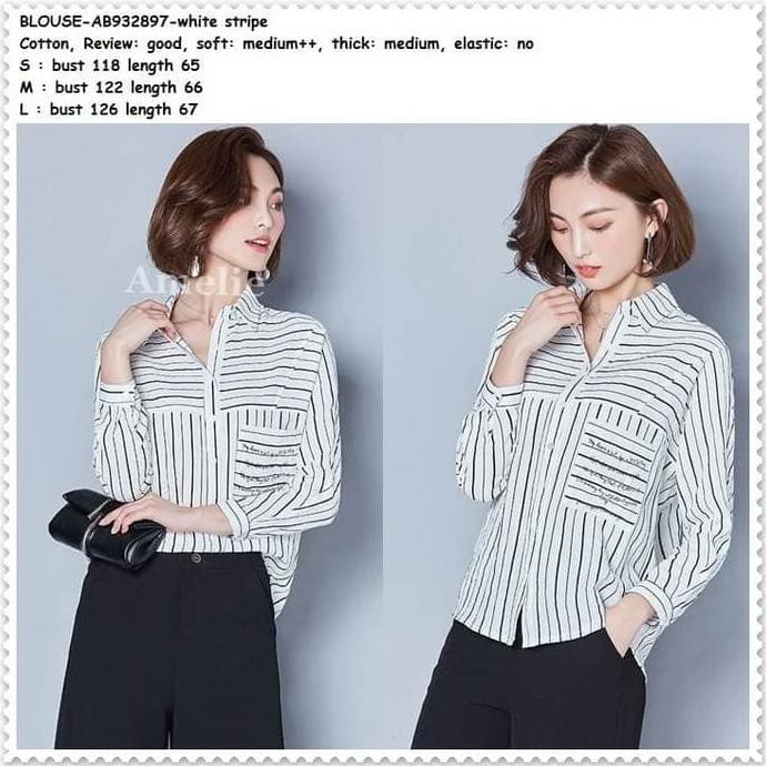 Baju Atasan Kemeja Putih Wanita Korea Import AB932897 Tunik Jumbo