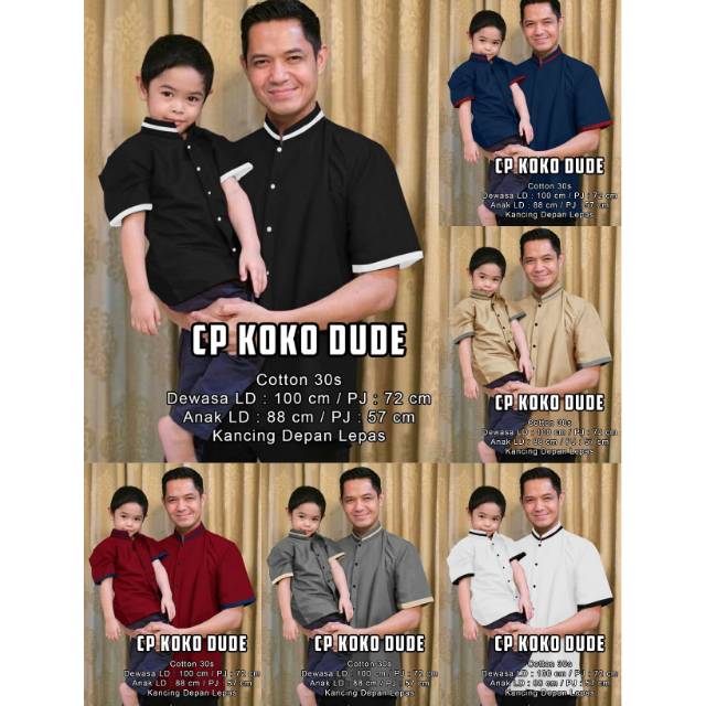 Cp Koko Dude US hitam, biru, maroon, putih, mocca, abu /bhn cotton /couple papa naka /couple muslim