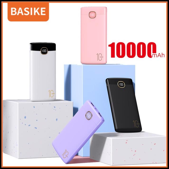 Powerbank 10000Mah Basike Asli Keluaran Usb Ganda Dengan Tampilan Led