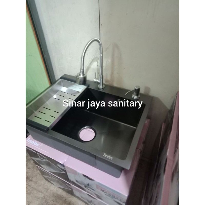 Paket komplit sink Black 6045 / Paket bak cuci piring hitam 6045