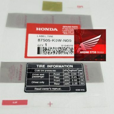 LABEL TIRE STICKER STIKER INFORMASI BAN HONDA ADV 150 ORIGINAL