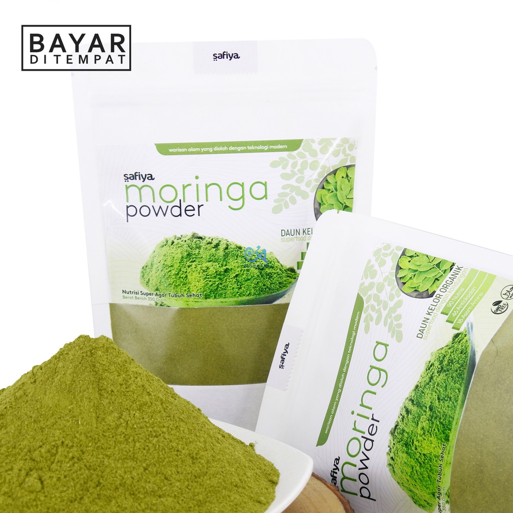 Bubuk Moringa 350 Gram Powder / Bubuk Daun Kelor Organik Safiya Herbal