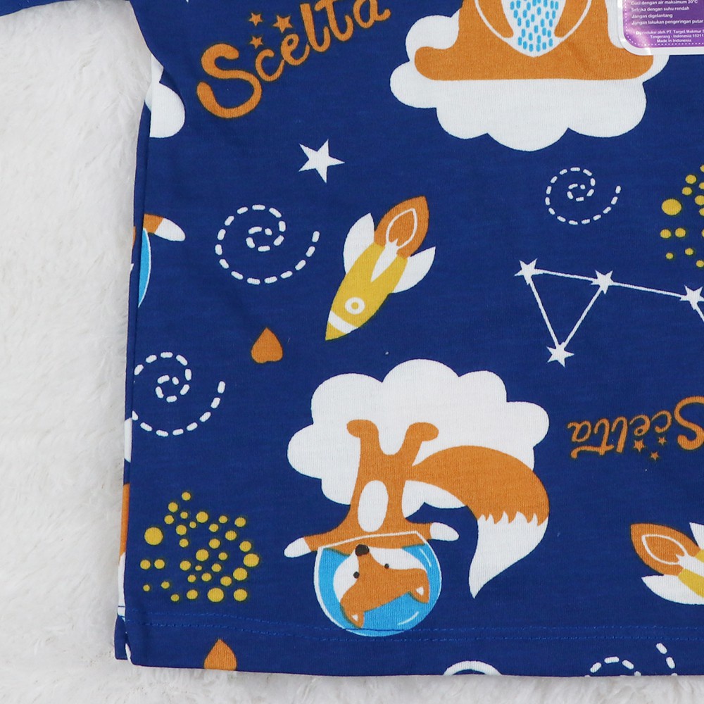 Baju bayi katun lengan pendek kancing pundak motif hewan  scelta kids ori