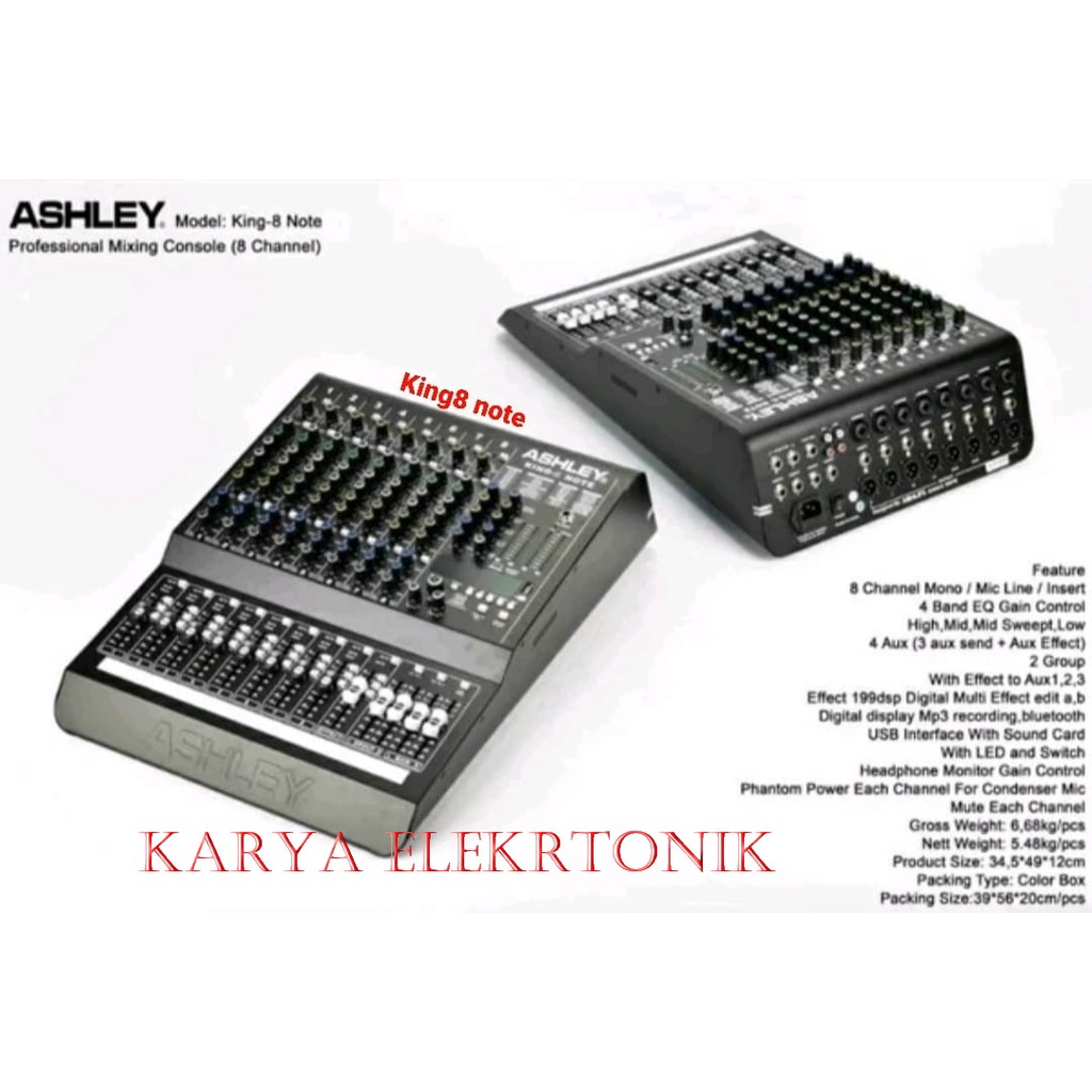 MIXER ASHLEY KING8NOTE / ASHLEY KING8 NOTE / ASHLEY KING 8 NOTE / MIXER ASHLEY 8 CHANNEL ORIGINAL