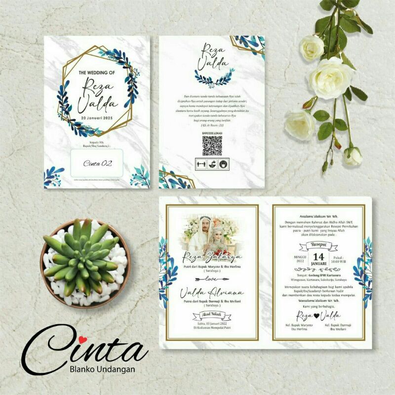 BLANGKO UNDANGAN RUSTIC BIRU