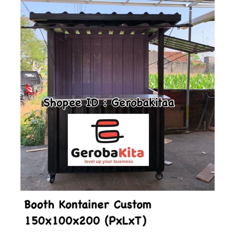 booth kontainer murah dengan lantai / booth container lantai / booth container dengan roda dan lanta