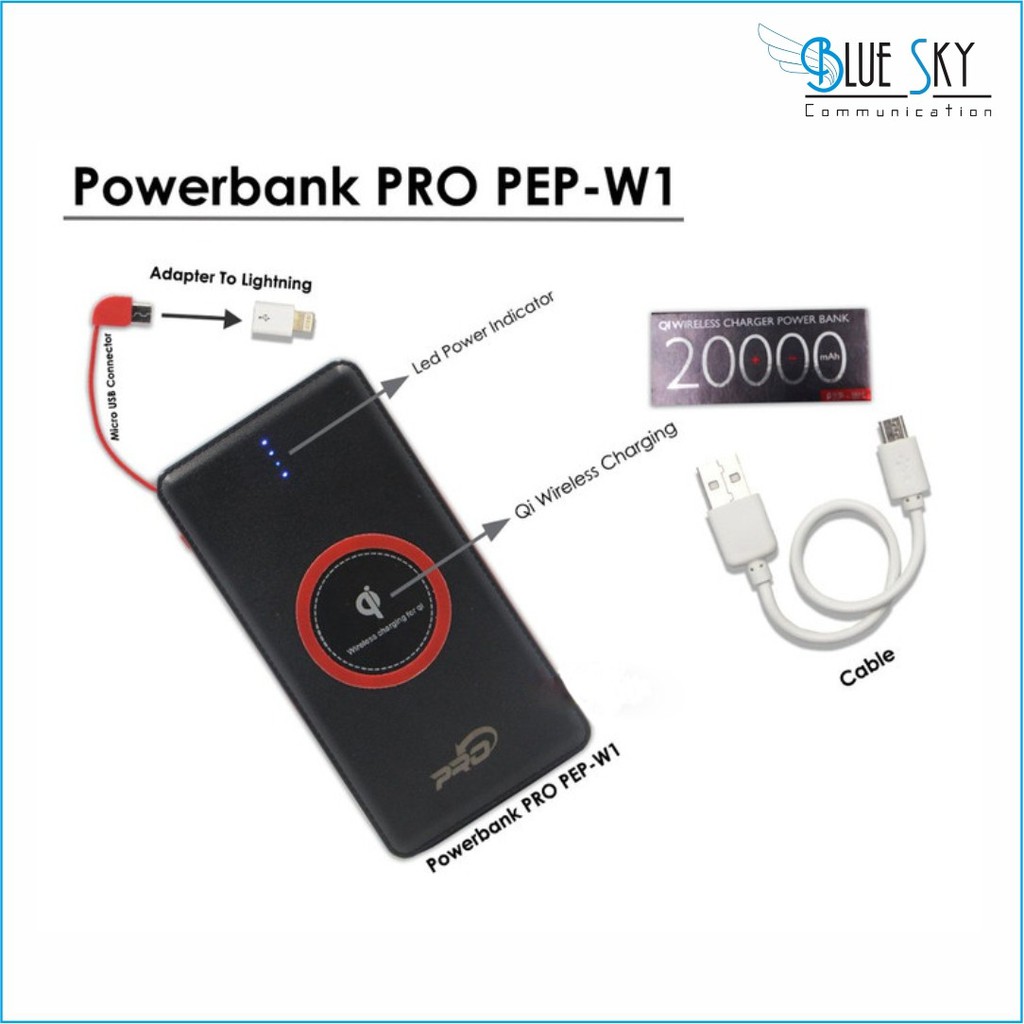 POWERBANK PRO SLIM PEP-W1 LED 20.000MAH