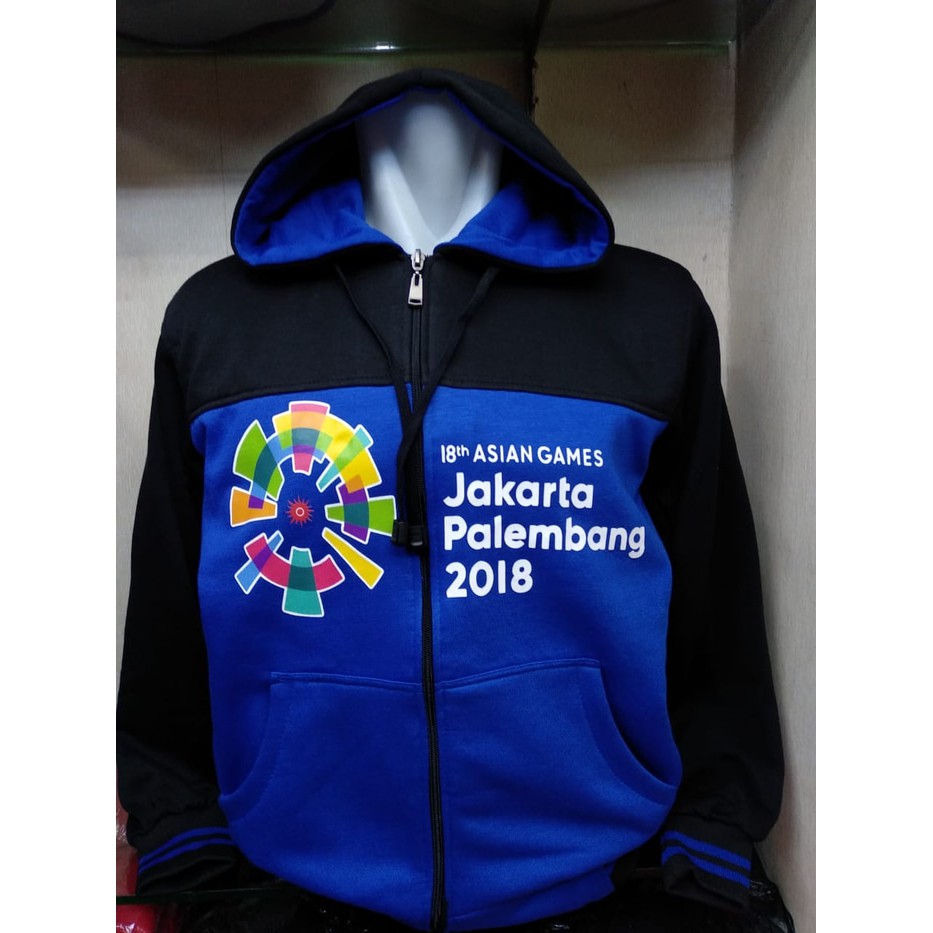 jaket hiodie zipper asian games 18 jakarta palembang 2018