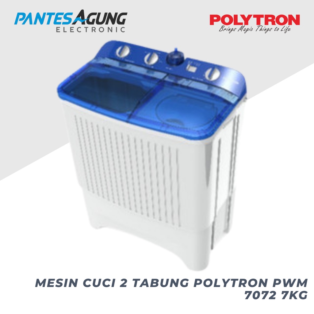 MESIN CUCI 2 TABUNG POLYTRON PWM 7072 7KG khusus bdg