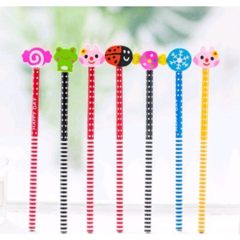 

[TKOEN95] pensil motiv lucu | pensil + penghapus