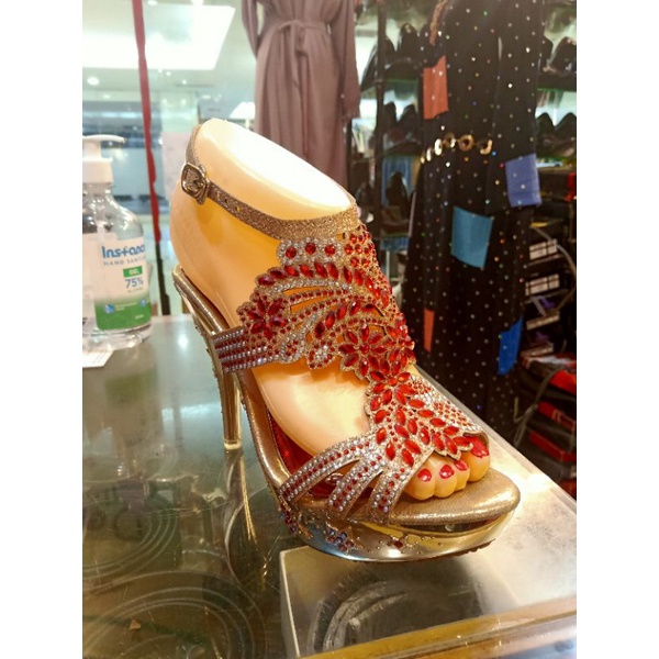 SENDAL PESTA SENDAL OENGSNTIN MERAH SENDAL PARIS HEELS 9cm TALI