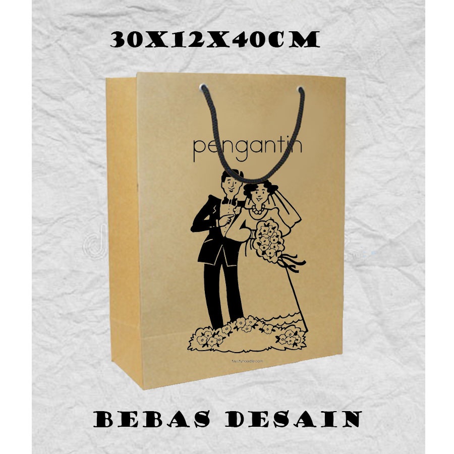 

(PAPER BAG CUSTOM) Paper Bag Mini Kado Sablon 30x12x40 Cm Paper Bag Kertas Coklat Packaging Souvenir Wedding Packing Olshop Online Shop Polos Murah