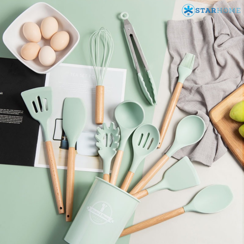 Spatula Set Alat Masak Silikon Set Alat Dapur Set Kitchen Silicon Utensil Set Sodet Sendok Sup Kuas Silikon Alat Masak Set Silikon