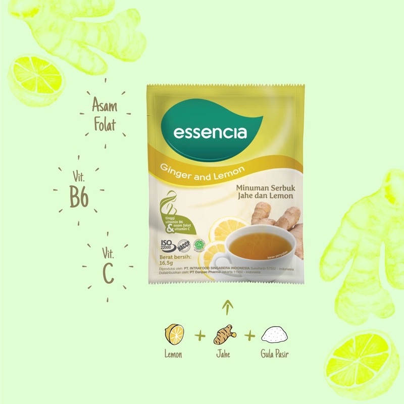 Sensitif Essencia Ginger Tea &amp; Lemon Teh Jahe &amp; Lemon Ibu Hamil Asam Folat Mengurangi Mual Muntah SACHET