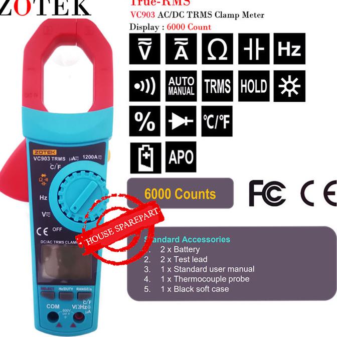 Zotek VC903 Auto Range Clamp Meter Tang Ampere Digital Tang Ampere