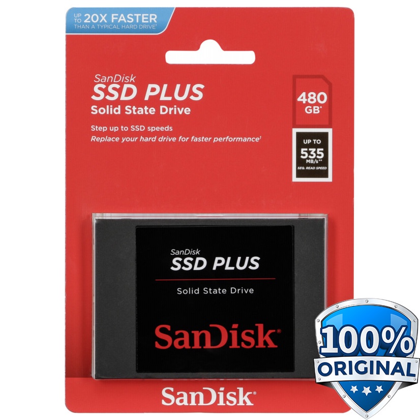 SANDISK SSD PLUS 480GB UP TO 530MB/S / SSD 480 GB 20x FASTER ORIGINAL